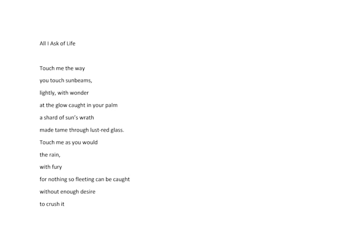 write poetry, lyrics, short stories, world building, or I will edit your work